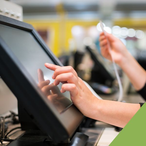helping customer checkout at pos system